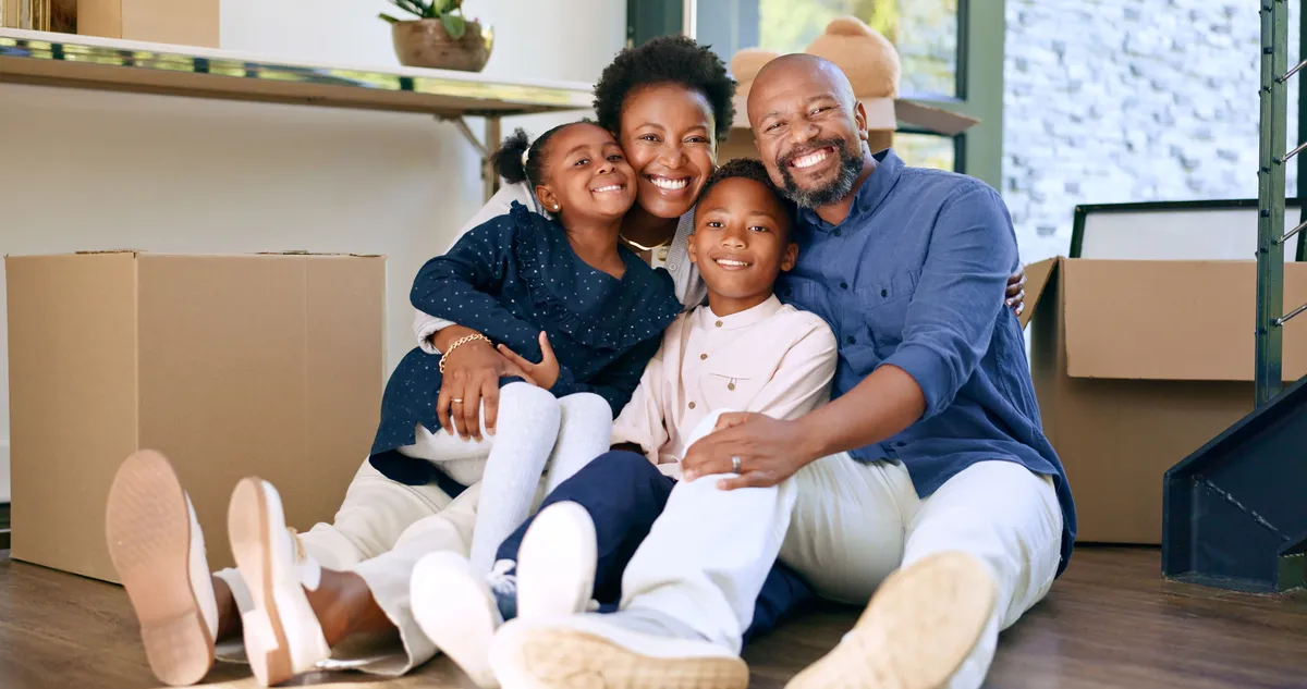 Picture of family inside home they just purchases